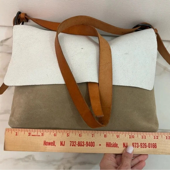 ✨MASSIMO PALOMBA Crossbody Satchel Messenger Bag in Suede & Distressed Leather